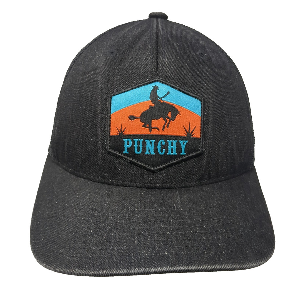 Punchy Snapback Trucker Hat Black One Size Adjustable Mesh Back Get Your Hooey